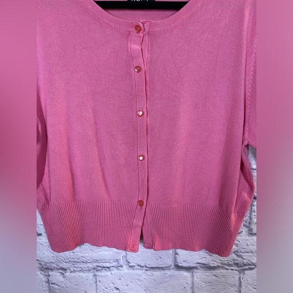 Hell Bunny Pink Cropped Short Sleeve Cardigan Sweater Plus Size 3XL - Picture 4 of 8